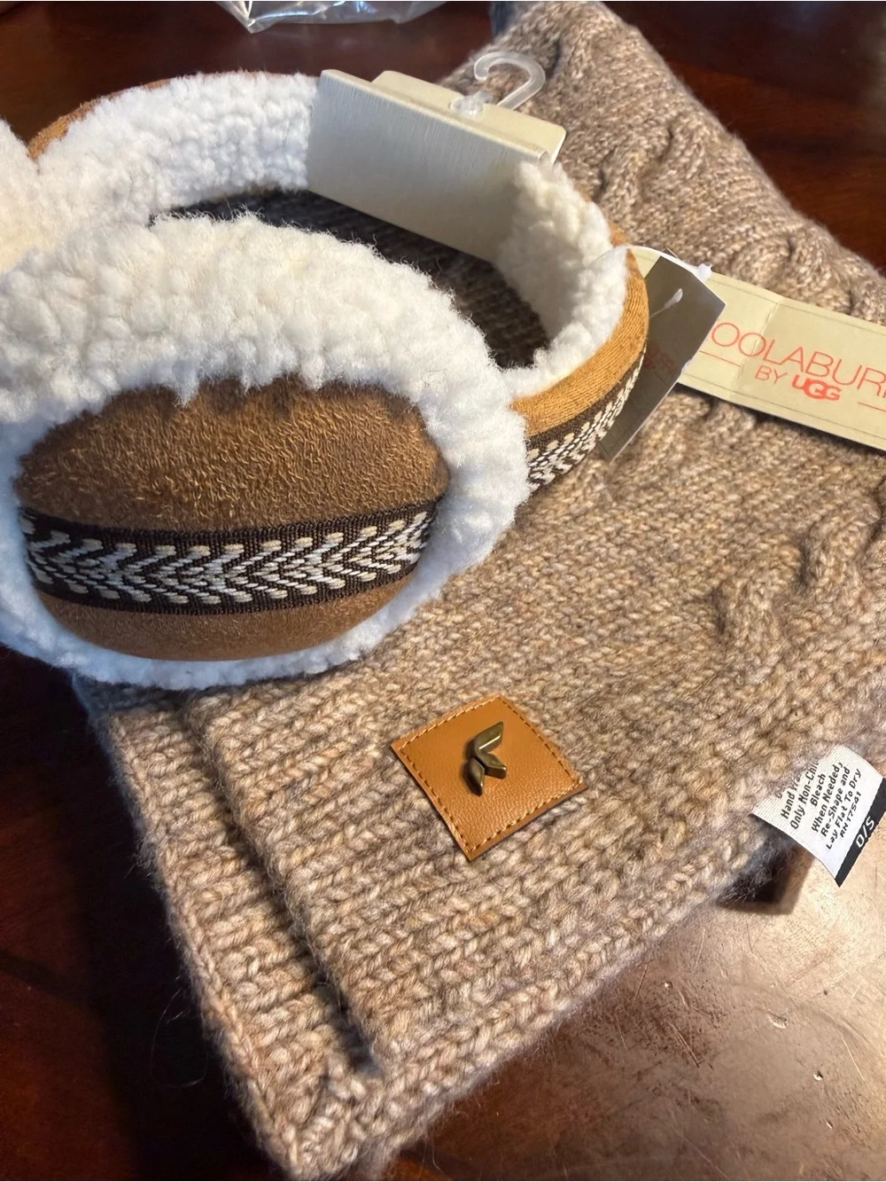 Women’s Koolaburra By UGG Chestnut Shearling-Lined Earmuffs + Scarf Set NWT!